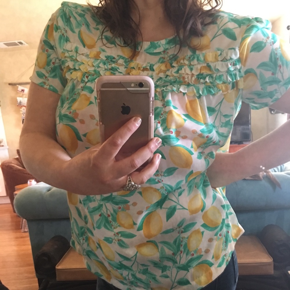 Elle Lemon Ruffle Shirt Size XL